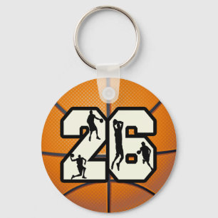 Number 26 Basketball Key Ring