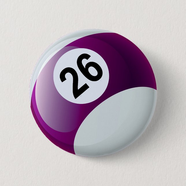 Number 26 Billiards Ball 6 Cm Round Badge (Front)