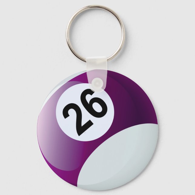 Number 26 Billiards Ball Key Ring (Front)