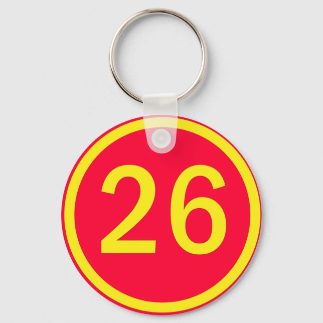 number 26 in a circle key ring (Front)