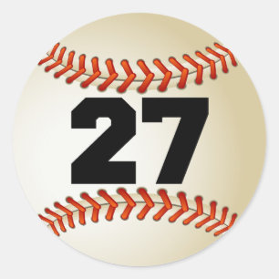 Number 27 Baseball Classic Round Sticker