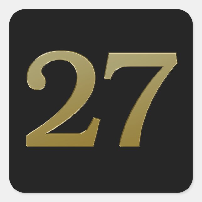 Number 27 Gold Square Sticker (Front)