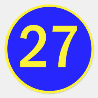 number 27 in a circle classic round sticker