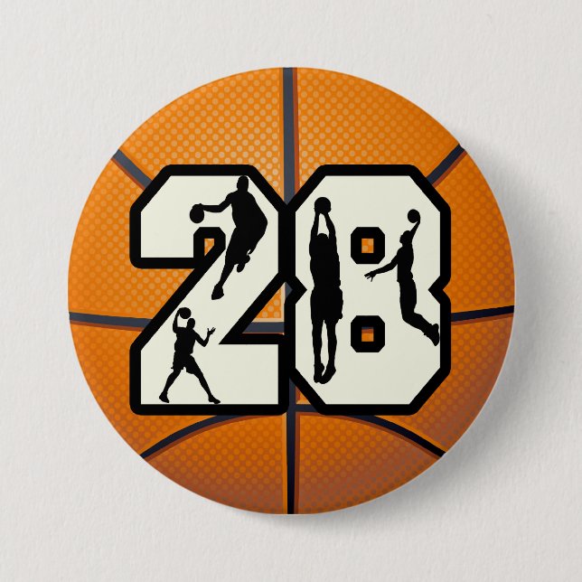Number 28 Basketball 7.5 Cm Round Badge (Front)