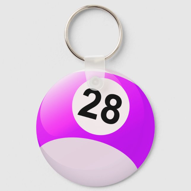 Number 28 Billiards Ball Key Ring (Front)