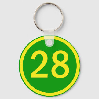 number 28 in a circle key ring