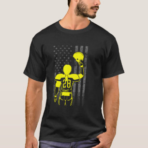 Number 28 Yellow Female Football Player Flag With T-Shirt