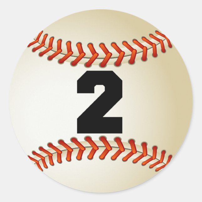 Number 2 Baseball Classic Round Sticker (Front)