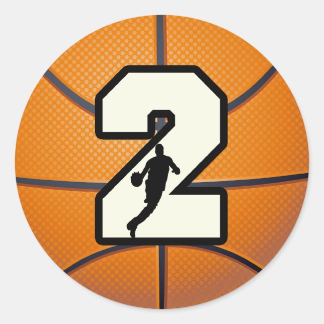 Number 2 Basketball and Player Classic Round Sticker (Front)