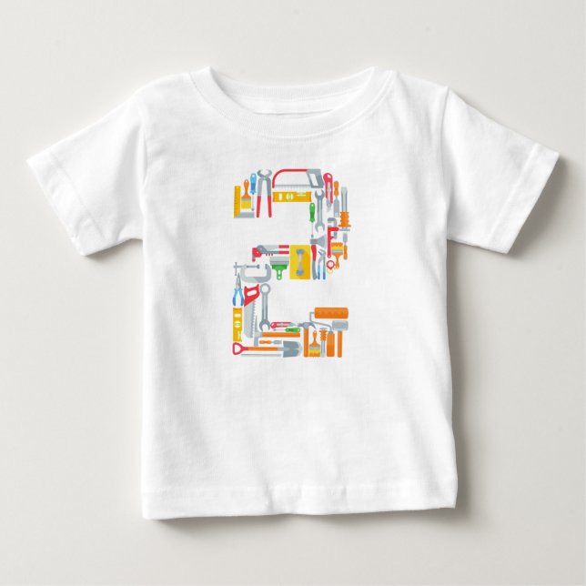 Number 2 Construction Building Tools 2 Year Old Baby T-Shirt (Front)