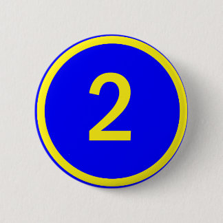 number 2 in a circle 6 cm round badge