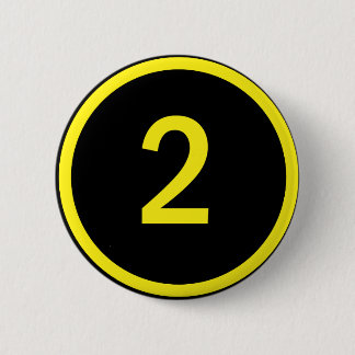 number 2 in a circle 6 cm round badge