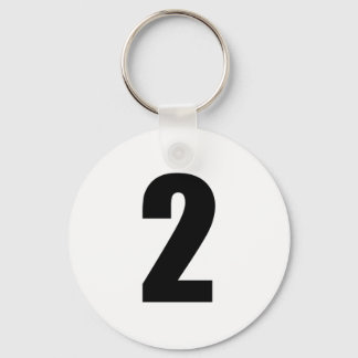 number 2 in black on white button keychain