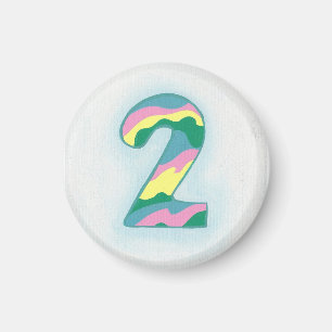 Number 2 magnet blue pink yellow green