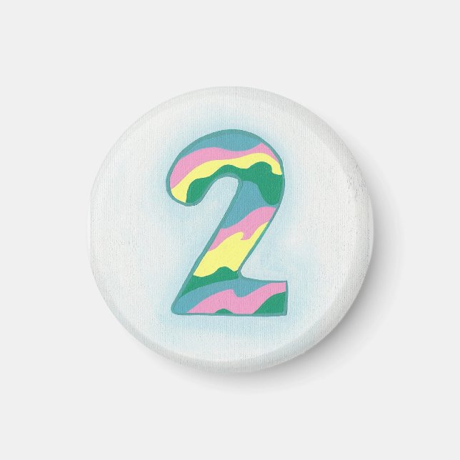 Number 2 magnet blue pink yellow green (Front)