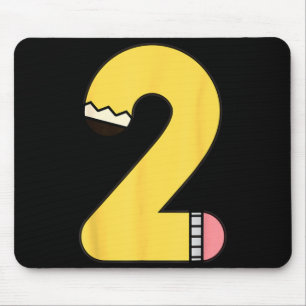 Number 2 Pencil Back to School 2nd Birthday Second Mouse Mat