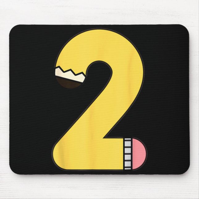 Number 2 Pencil Back to School 2nd Birthday Second Mouse Mat (Front)