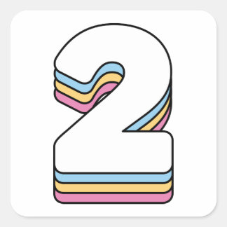 Number 2 Two Cute Rainbow Birthday Numbers Square Sticker