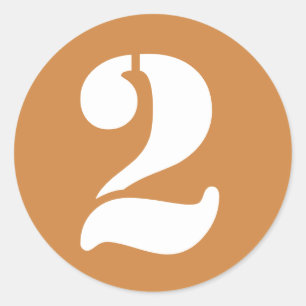 Number 2 Two Peru Gold Stencil Numbers by Janz Classic Round Sticker