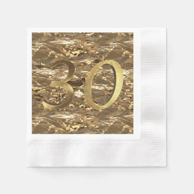 Number 30 30th Birthday Wedding Anniversary Gold Napkin (Front)