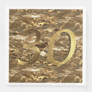 Number 30 30th Birthday Wedding Anniversary Gold Napkin