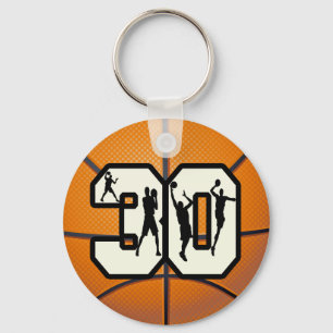 Number 30 Basketball Key Ring