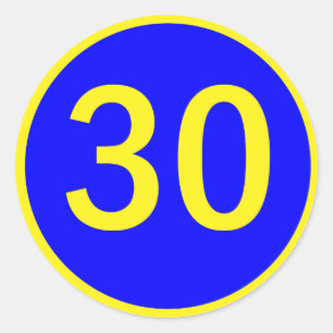 number 30 in a circle classic round sticker