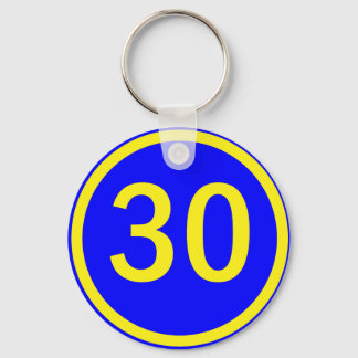number 30 in a circle key ring