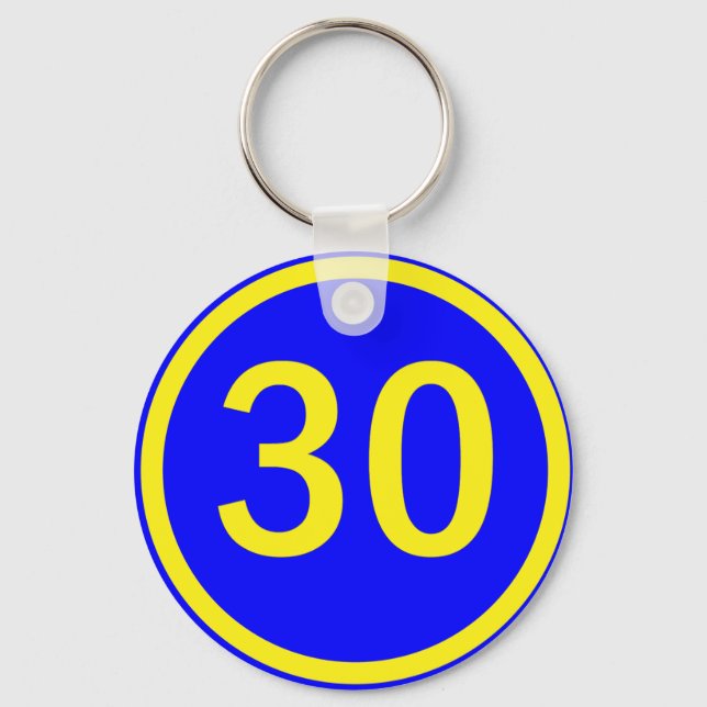 number 30 in a circle key ring (Front)