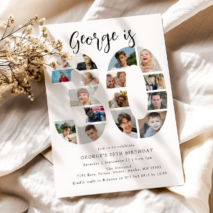 Number 30 Photo Collage 30th Birthday Party Invitation