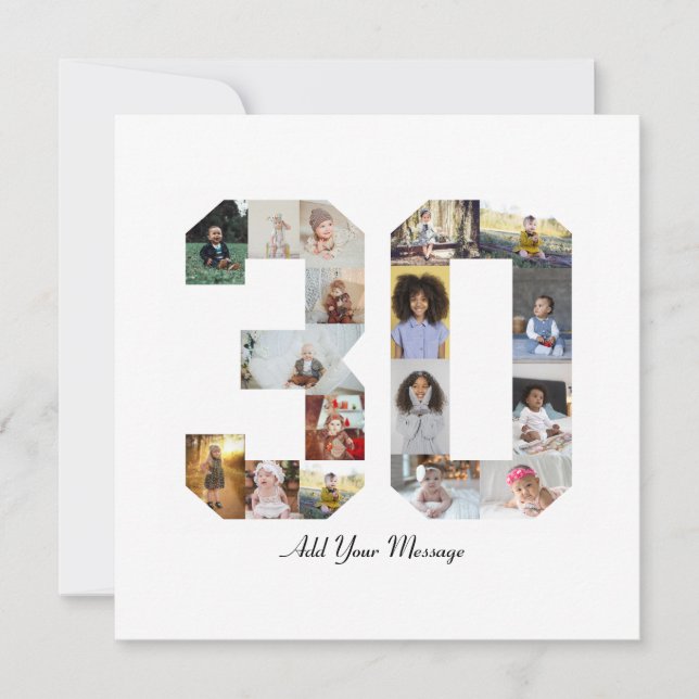 Number 30 Photo Collage Card (Front)