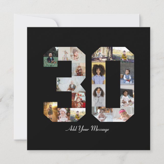 Number 30 Photo Collage Card (Front)