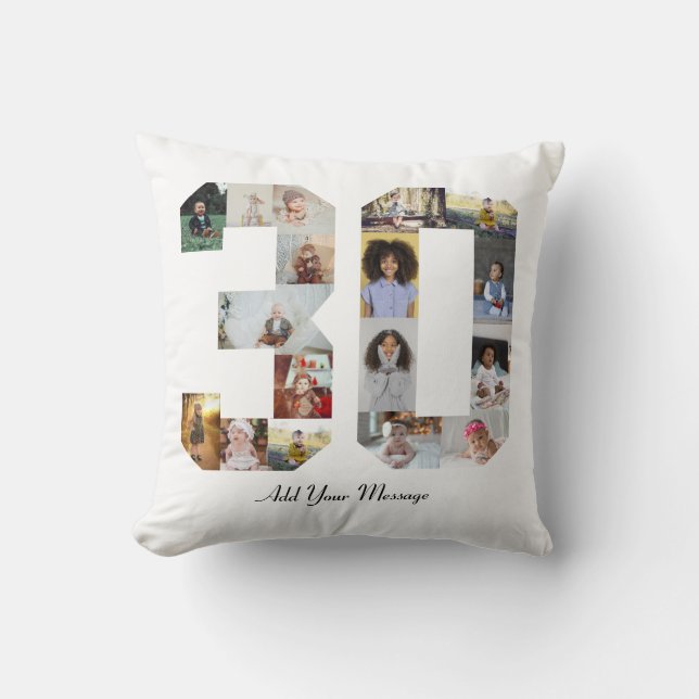 Number 30 Photo Collage Cushion (Front)