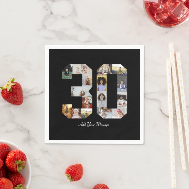 Number 30 Photo Collage Napkin (Insitu)