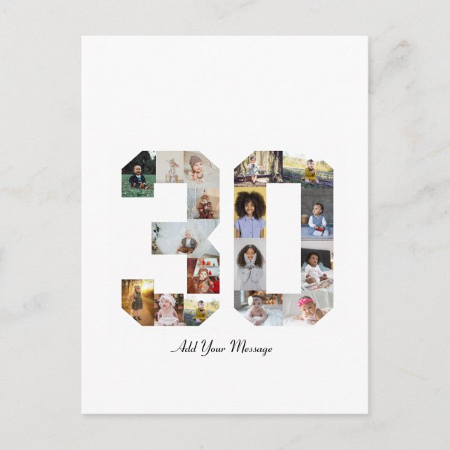 Number 30 Photo Collage Postcard (Front)