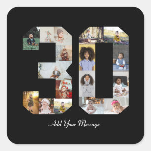 Number 30 Photo Collage Square Sticker