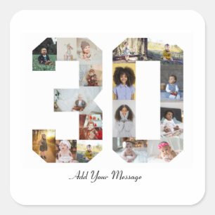 Number 30 Photo Collage Square Sticker