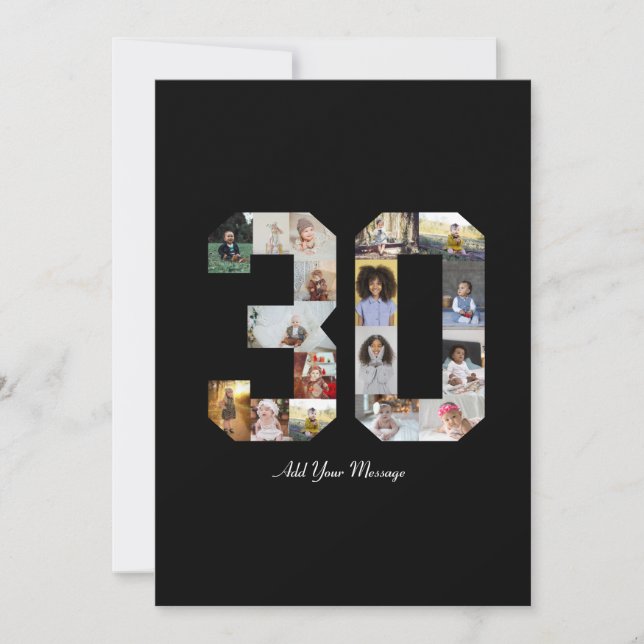 Number 30 Photo Collage Thank You Card (Front)