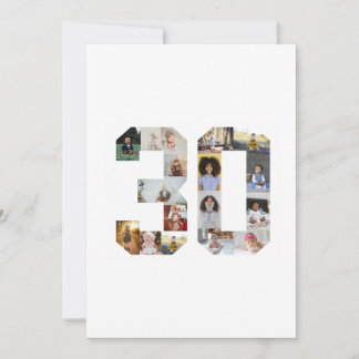 Number 30 Photo Collage Thank You Card