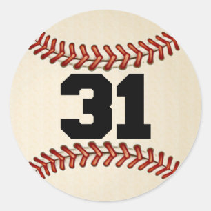Number 31 Baseball Classic Round Sticker