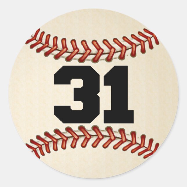 Number 31 Baseball Classic Round Sticker (Front)