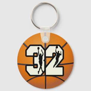 Number 32 Basketball Key Ring