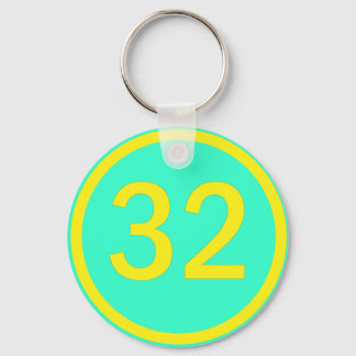 number 32 in a circle key ring
