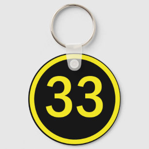 number 33 in a circle key ring