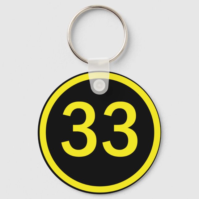 number 33 in a circle key ring (Front)