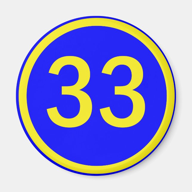 number 33 in a circle magnet (Front)