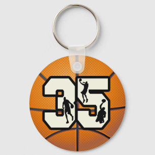 Number 35 Basketball Key Ring
