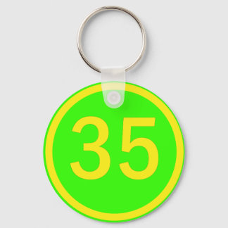 number 35 in a circle key ring
