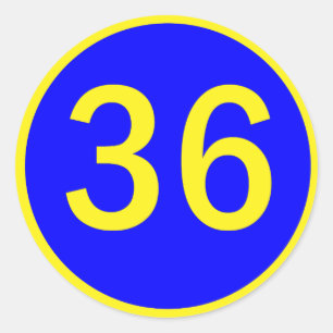 number 36 in a circle classic round sticker