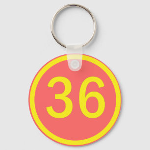 number 36 in a circle key ring